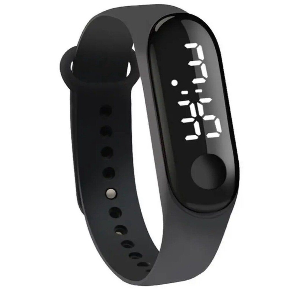Sleek Black Unisex Waterproof Digital Sports Watch
